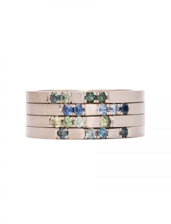 Four Stack Atlantis Ring – Blue, Green & Teal Sapphires