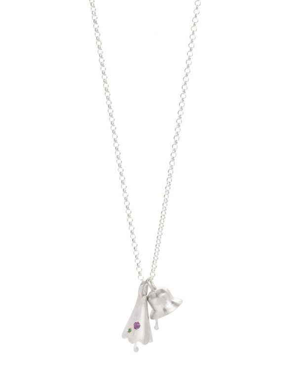 Two Bells Necklace – Amethyst & Emerald