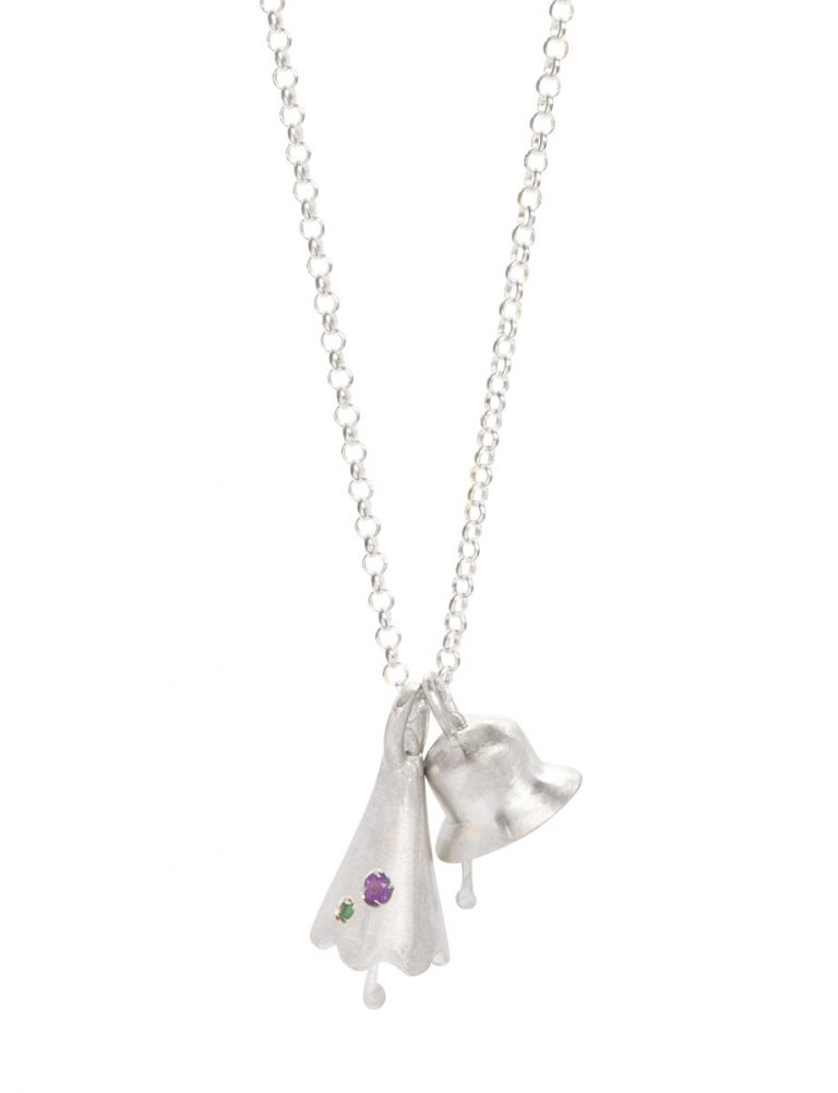 Two Bells Necklace – Amethyst & Emerald