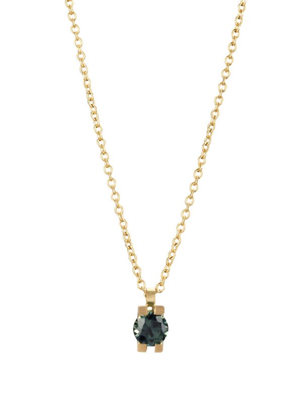 Curve Pendant Necklace – Green Sapphire & Gold