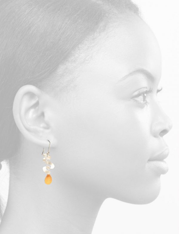 Cloud & Golden Rain Drop Hook Earrings – Silver & Gold Plate