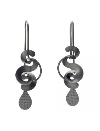 Large Dark Cloud & Rain Drop Hook Earrings – Blackened Silver