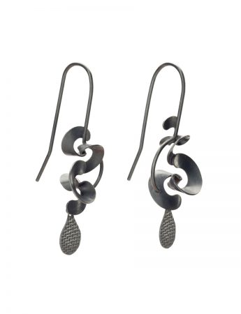 Large Dark Cloud & Rain Drop Hook Earrings – Blackened Silver