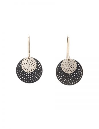 Medium Two Disk Earrings – Black & Silver