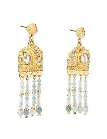 Euphotic Earrings – Pearl & Aquamarine