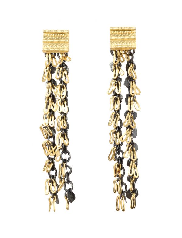 Language Earrings – Gold & Black