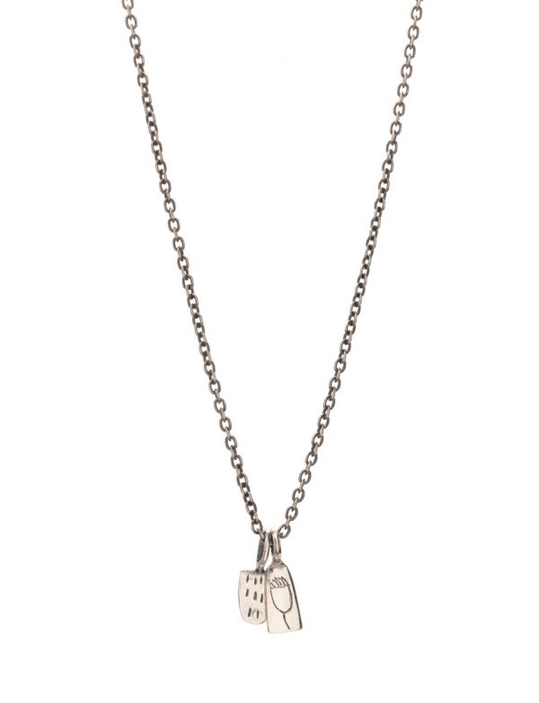 Whisper Two Charm Necklace – Blackened Silver