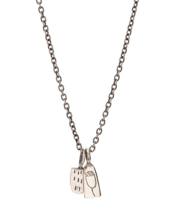 Whisper Two Charm Necklace – Blackened Silver
