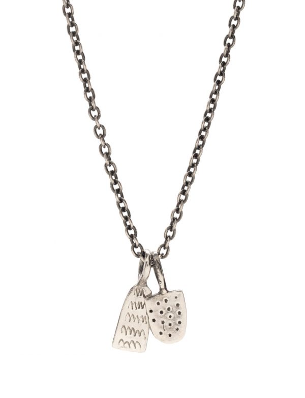 Whisper Two Charm Necklace – Blackened Silver