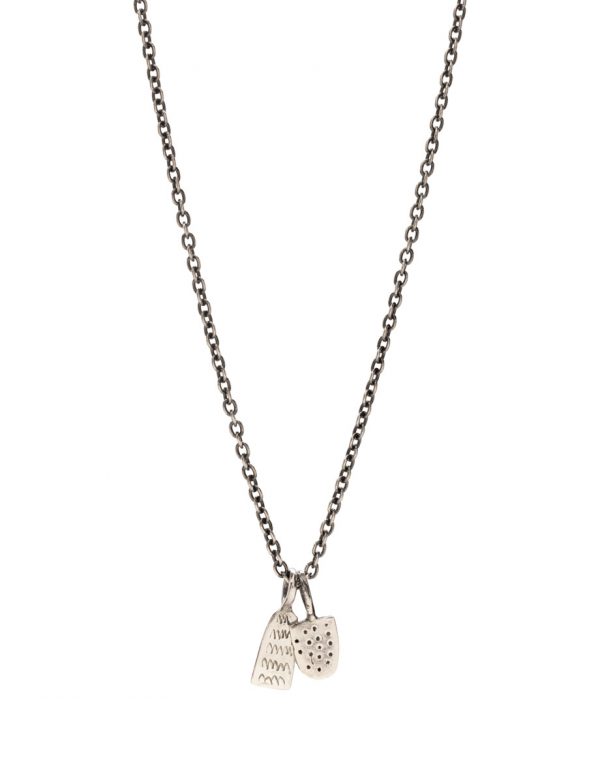 Whisper Two Charm Necklace – Blackened Silver