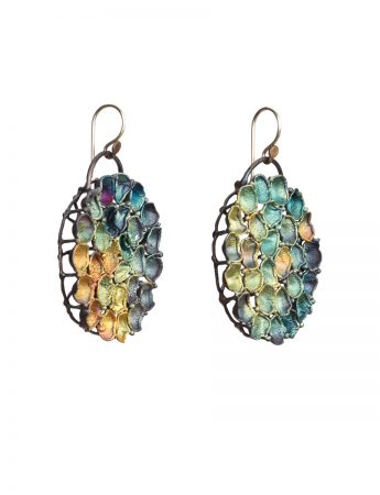 Pod Hanging Earrings – Blue, Green & Yellow