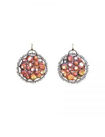 Open Pod with Rays Round Hanging Earrings – Pink Tones