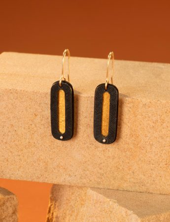 Earth (Ttang) Hook Earrings – Black & Gold