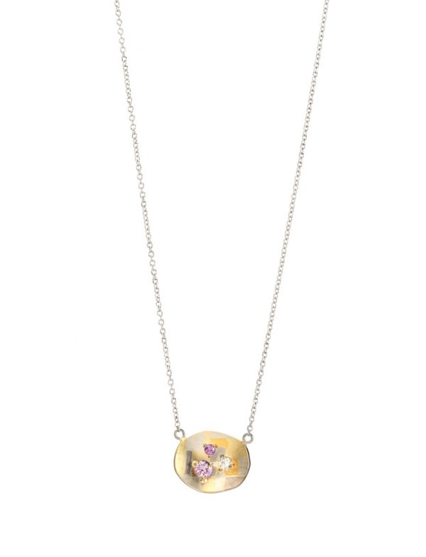 Wildflower Terrain Oval Pendant Necklace – Gold & Sapphire