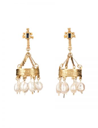 Bizancio Earrings – Gold & Keshi Pearl