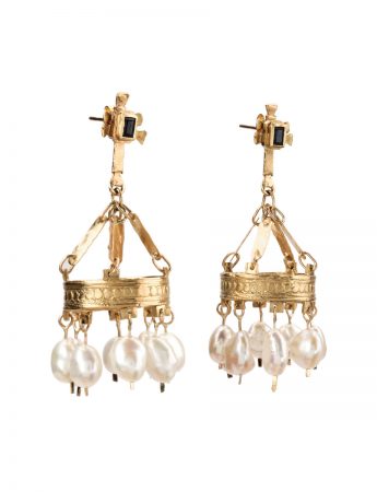 Bizancio Earrings – Gold & Keshi Pearl