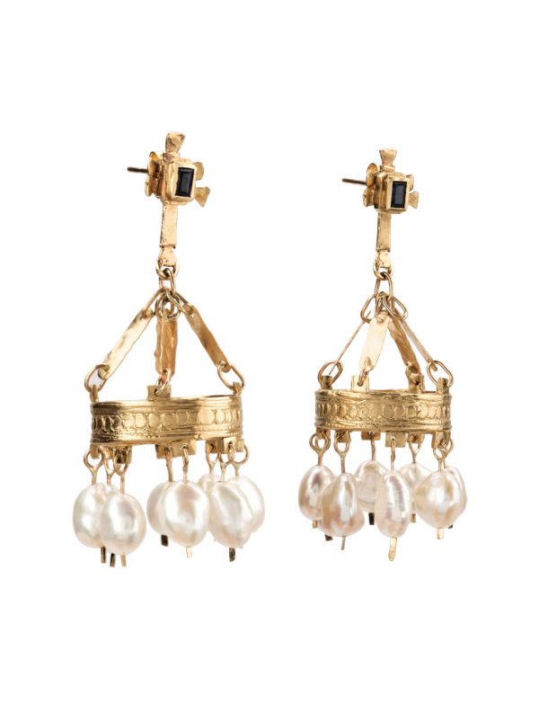 Bizancio Earrings – Gold & Keshi Pearl