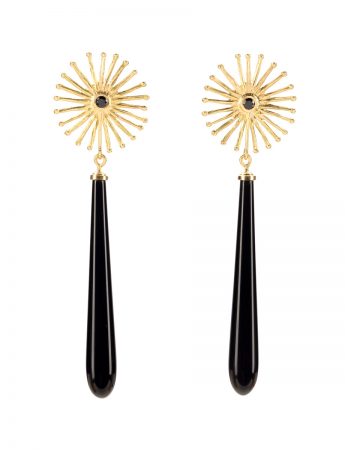 Black Star Bloom Earrings – Gold & Onyx