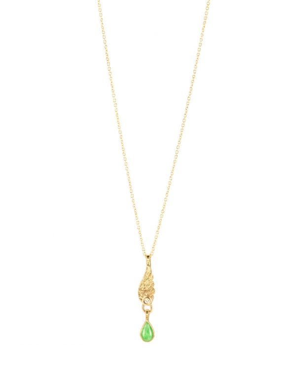 Jade Wing Necklace – Yellow Gold & Diamond