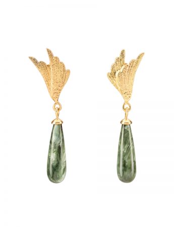 Seraphinite Wing Stud Earrings – Gold & Seraphinite