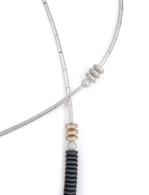 Merging Paths Necklace – Silver & Hematite