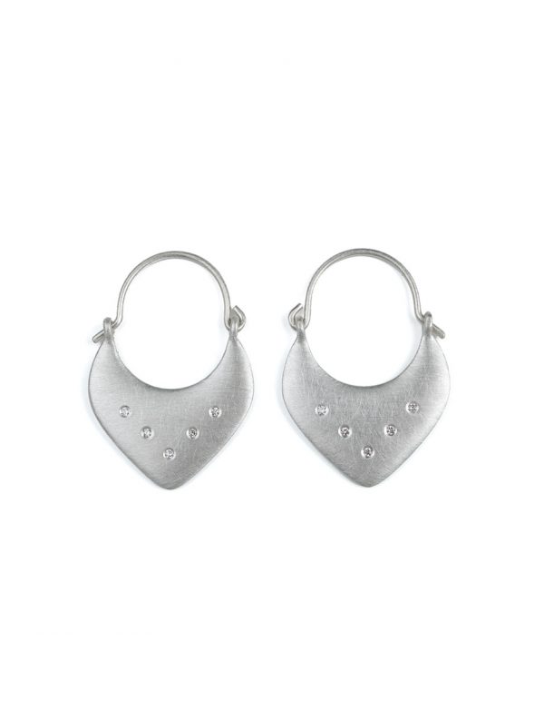 Vessel Hoop Earrings – Silver & Diamonds