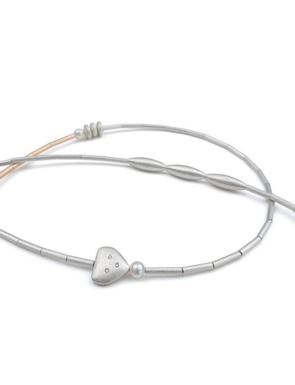 Thread of Light Necklace – Silver, Gold & Pearl
