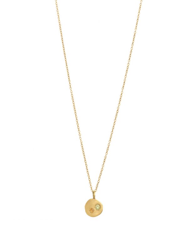 Neru Mini Disc Charm Necklace – Gold & Sapphire