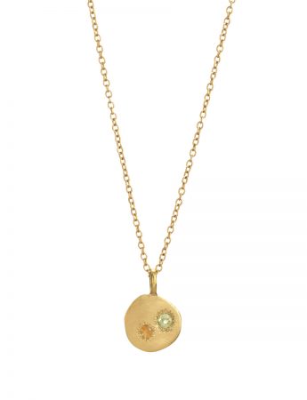 Neru Mini Disc Charm Necklace – Gold & Sapphire