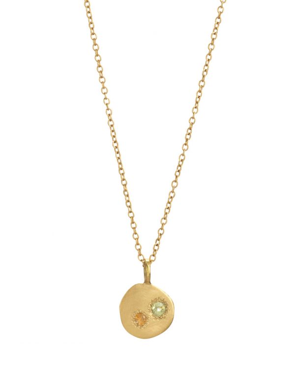 Neru Mini Disc Charm Necklace – Gold & Sapphire