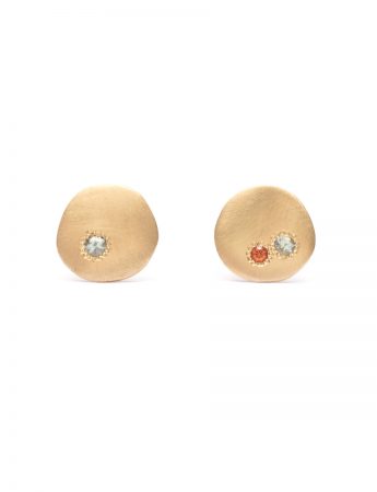 Neru Mini Disc Stud Earrings – Gold & Sapphire
