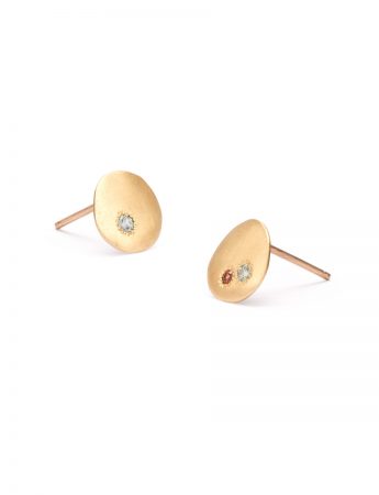 Neru Mini Disc Stud Earrings – Gold & Sapphire