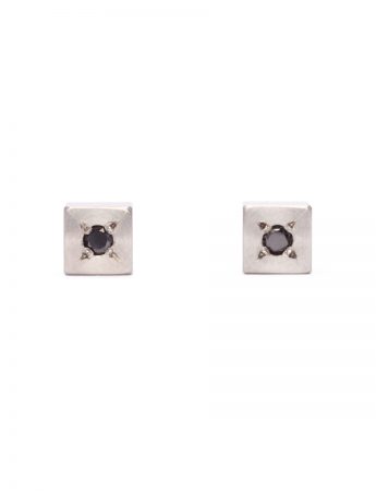 Cubist Stud Earrings – Stainless Steel & Black Diamond