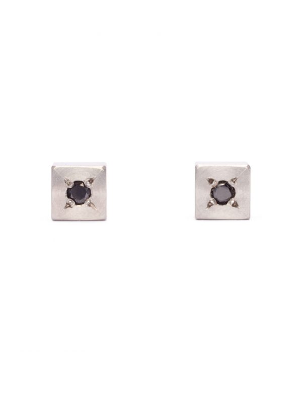 Cubist Stud Earrings – Stainless Steel & Black Diamond
