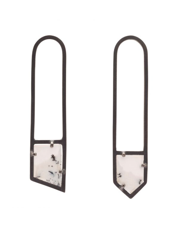 Inclusion Earrings – Silver & Dendrite Agate