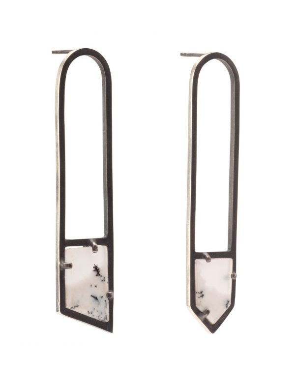Inclusion Earrings – Silver & Dendrite Agate