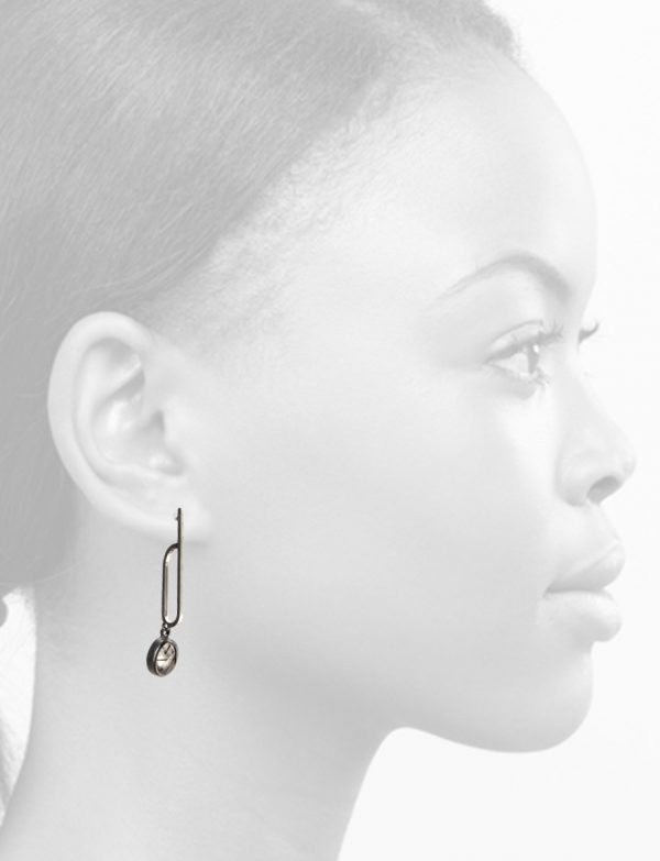 Inclusion Earrings – Silver & Tourmaline in Clear Quartz