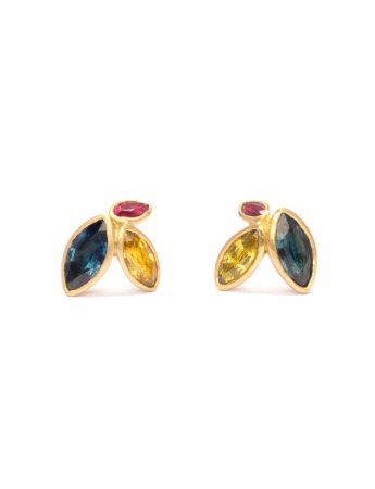 Three Wild Marquises Stud Earrings – Sapphire & Ruby