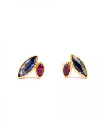 Two Wild Marquises Stud Earrings – Sapphire & Ruby