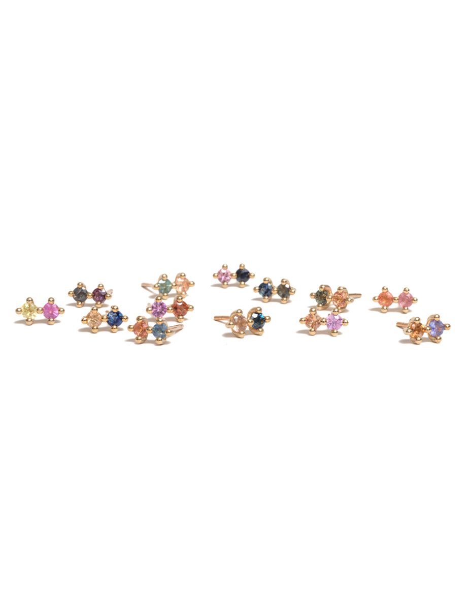 Twin Soul Single Stud Earring – Gold & Sapphire