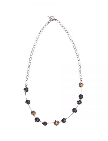 Lavender Necklace – Blackened Silver & Gold Leaf