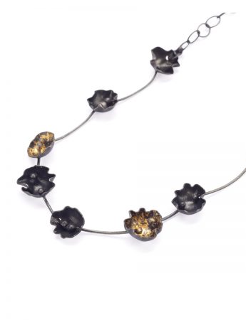 Lavender Necklace – Blackened Silver & Gold Leaf