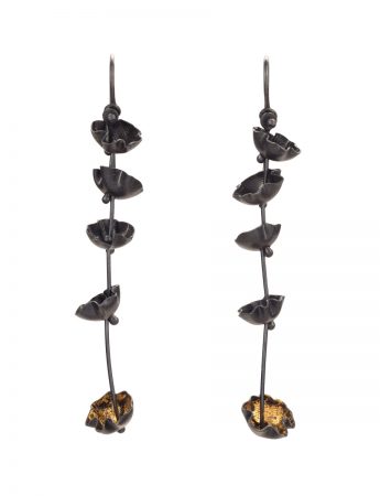 Lavender Earrings – Blackened Silver & Gold Leaf