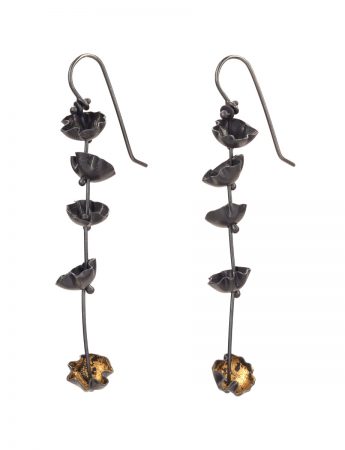 Lavender Earrings – Blackened Silver & Gold Leaf