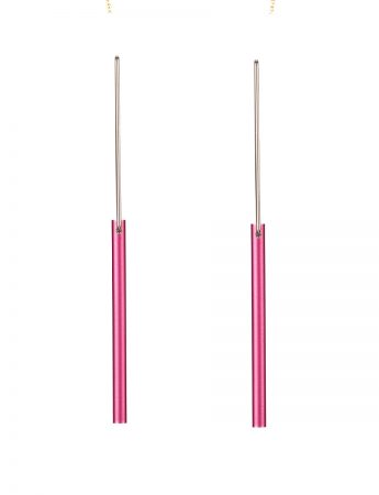 40mm Pink Hidden Line Earrings – Aluminium & Steel