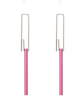 40mm Pink Hidden Line Earrings – Aluminium & Steel