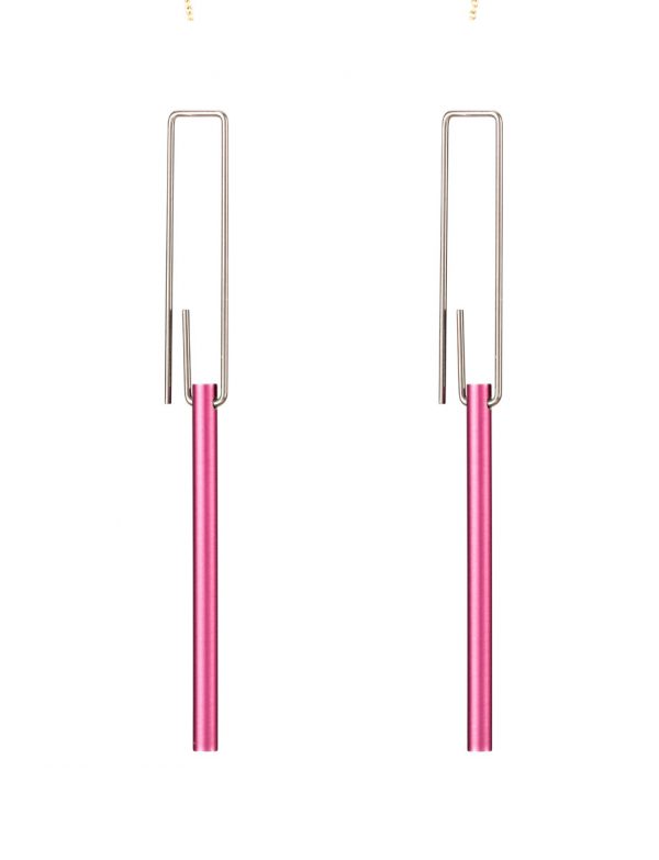 Short Hidden Line Earrings – Pink