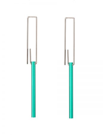 Short Hidden Line Earrings – Teal