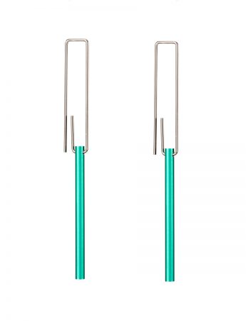 Hidden Line Earrings – Teal