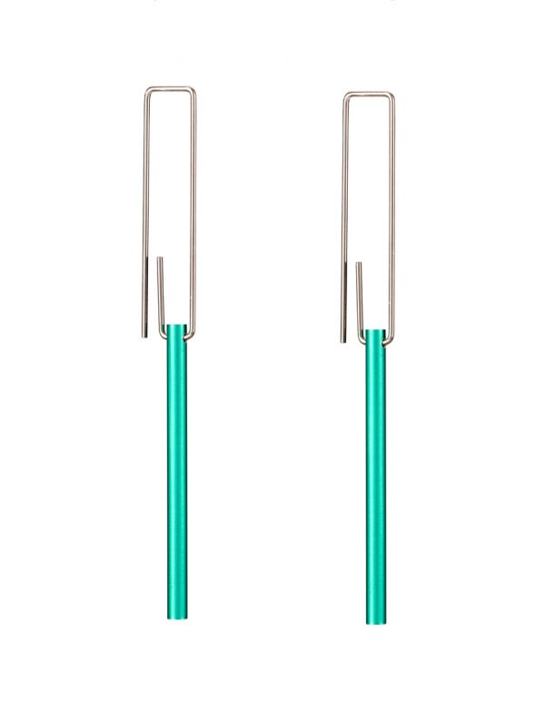 Short Hidden Line Earrings – Teal